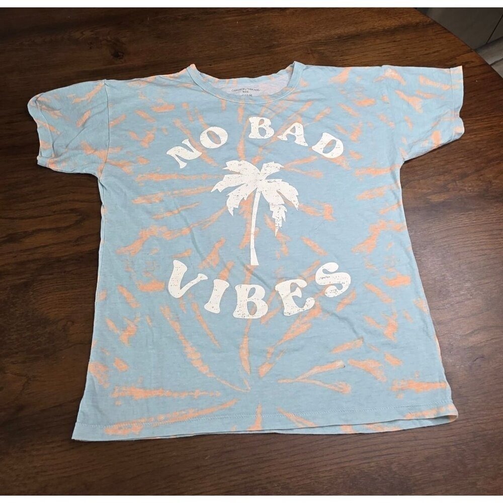 Grayson Mini 'No Bad‎ Vibes' Crew Neck T-Shirt Girl 12 14 Large Blue